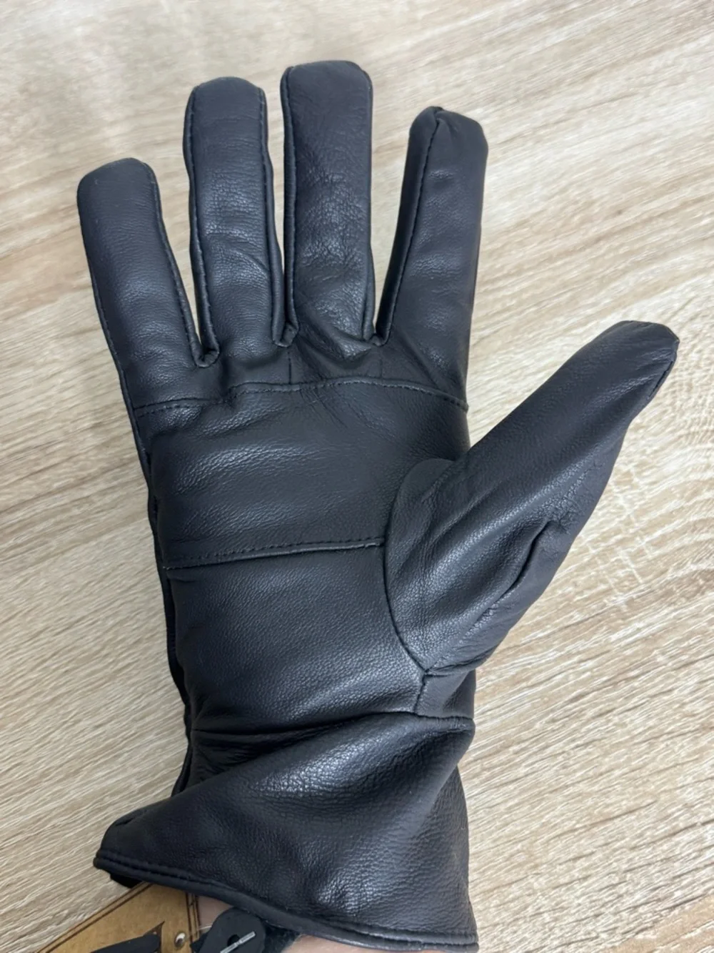 Ladies Size M/L Black Genuine Leather Lined Gloves